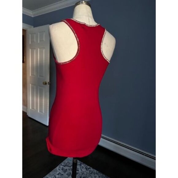 I.N.C. deep red Santa loves me tank top beaded trim SMALL - Picture 2 of 4